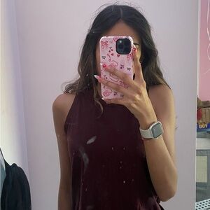 Women's Sleeveless Burgundy Top